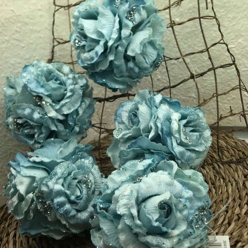 Pallina di Rose Azzurra con Glitter - Decorazioni Natalizie - Imagen 1 de 2