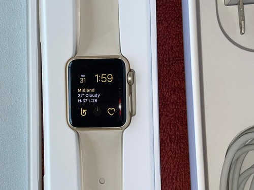 Apple Watch Gen 1 38mm Series 7000 Antique White/Gold Sport Band EUC Complete - Picture 6 of 7