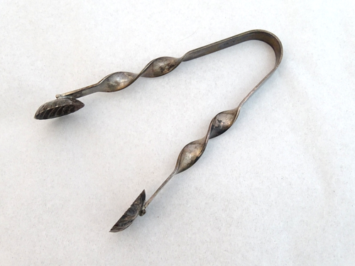 Vintage Sterling Mini Tongs Tarnished / Toned / Free Shipping CB1GTmt - Picture 3 of 20