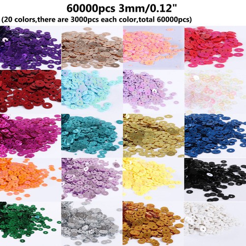 80000pc 20 Colors Flat Round Loose Sequins Paillettes Sewing Craft Accessories - Picture 26 of 29