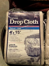 Canvas Drop Cloth  4' X 15' Heavy Duty 8 Oz. Deluxe TUFPRO Painter’s Best, NEW!!