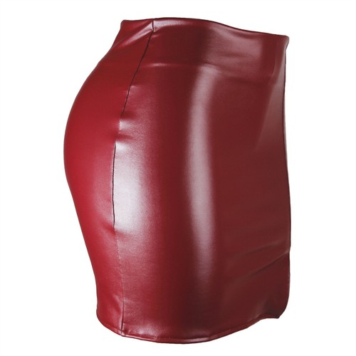 Womens Metallic Leather Mini Skirt Sexy Pencil Bodycon High Rise Skirts Clubwear - Picture 46 of 65