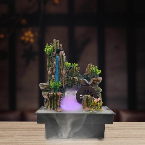 LED Waterfall Atomizer Indoor Square Tabletop Fountain for Home&Office 110V - Picture 23 of 23