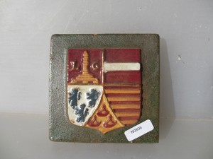 Terracotta Tile Medieval Style Crest Banner Flag Shield Hand