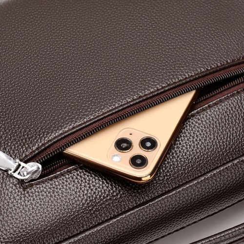 Mens Leather Business Handbag Crossbody Bag Shoulder Bag Briefcase Messenger Bag - Picture 9 of 15
