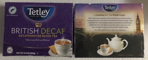 2 Box Tetley British Decaf Decaffeinated Black 80 Tea Bags NWT 3.5 OZ Each Box - Picture 4 of 8