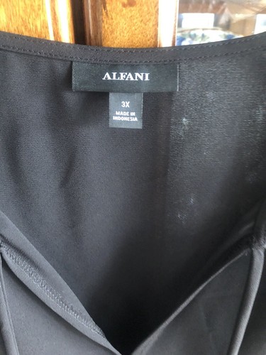 Alfani V-Neck Blouse 3X Black Smocked elastic waist slvless W/ Drawstring NWT - Picture 5 of 12