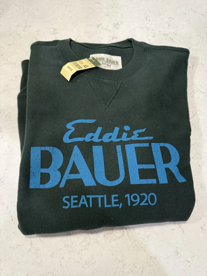Suéter Eddie Bauer Seattle 1920 Pullover Pesado Manga Larga - Para Hombres XXL Verde Nuevo Foto 2 de 4