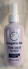 Megababe Toe Deo 3.8oz Lavender Mint Odor-Blocking Foot Feet Spray Deodorant