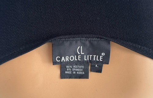 Carole Little Vintage Black Slinky Acetate Long Sleeve Short Scoop Neck Dress L - Picture 4 of 4
