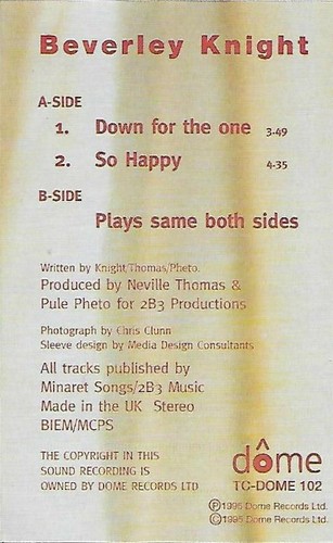 Beverley Knight Down For The One cassette single Hip Hop, Funk / Soul RnB/Swing - Picture 3 of 7
