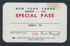 1950 NFL New York Yanks Vintage Football Season Pass Ticket UNUSED