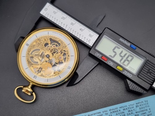 arnex skeleton case gold plated pocket watch boxed - Picture 7 of 11
