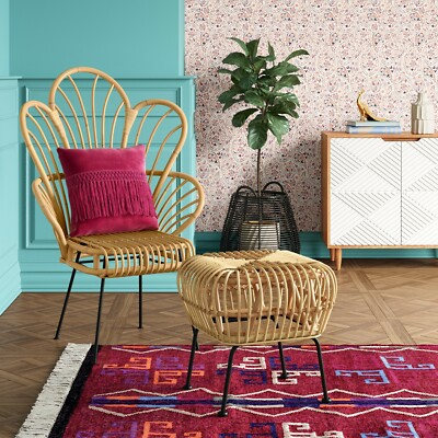 Avocet Rattan Fan Back Accent Chair eBay