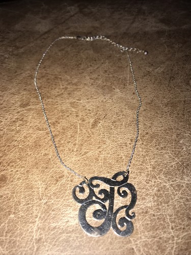 Sterling Silber Monogramm Anhänger Halskette 19" lang - Bild 11 von 15