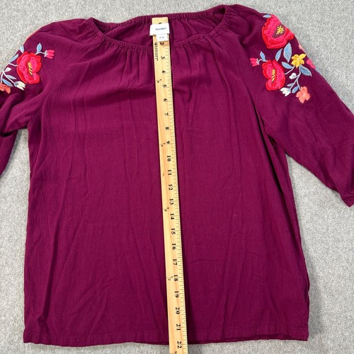 Old Navy Embroidered Sleeve Boho Peasant Top Girls XL (14) Purple - Picture 4 of 7