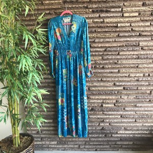 Hanae-Mori-Sports-Tokyo-Vintage-Cotton-Maxi-Floral-Asian-Dress-Size-10