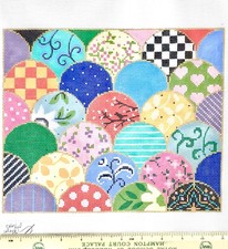 Alice Peterson hand painted needlepoint canvas Colorful Collage patterns 13 ct