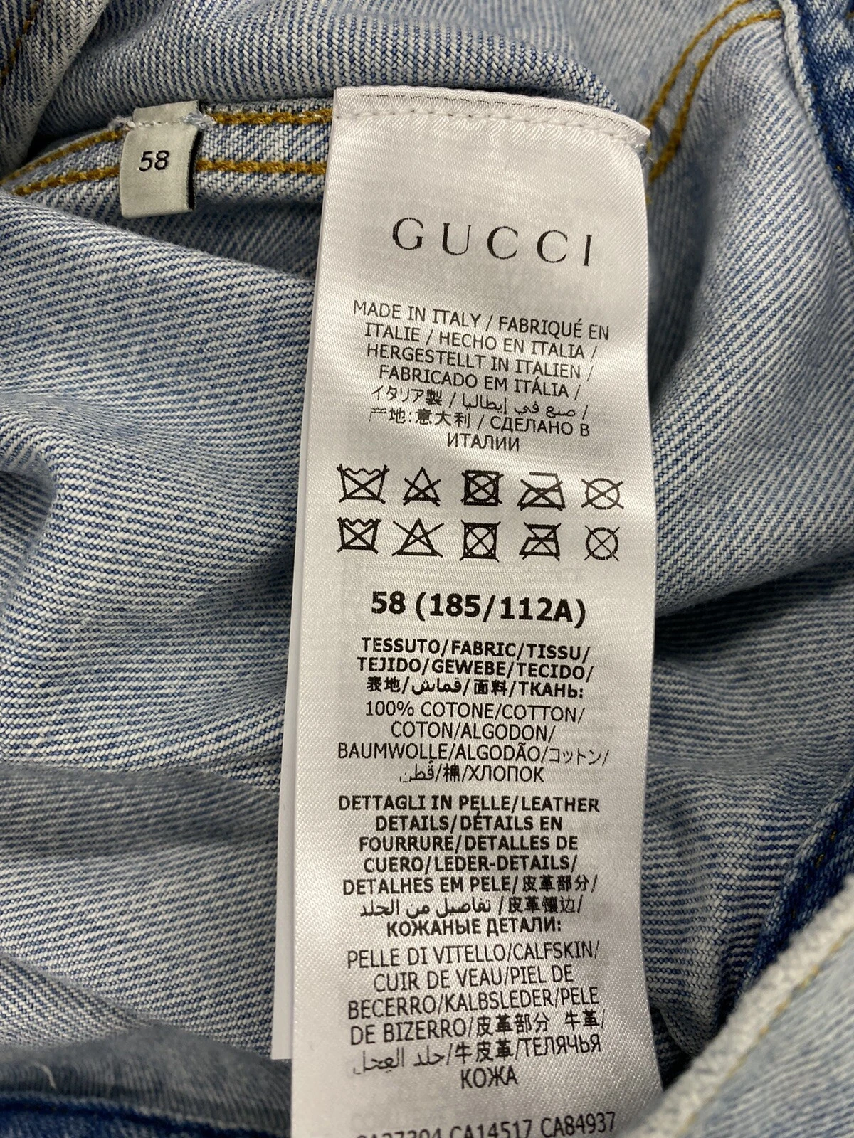 Giacca smanicata Gucci denim lavato taglia US 4XL EU 58 Made in Italy