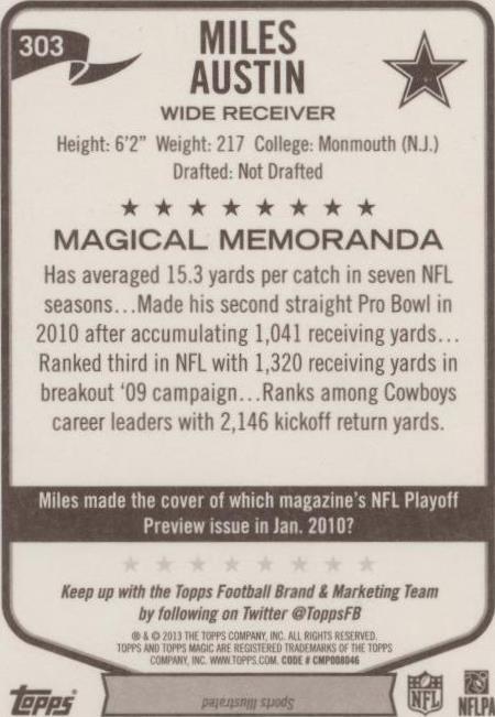 2013 Topps Magic Miles Austin #303