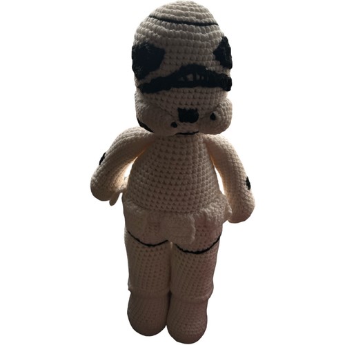 Crochet Handmade Starwars Storm Trooper Plush White Black 19" preowned - Picture 1 of 2