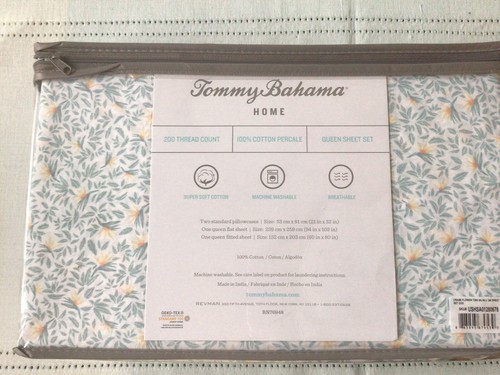 Tommy Bahama Home Crane Flower 200TC 4-teilig 100 % Baumwolle Perkal QUEEN Laken Set Neu in Verpackung - Bild 4 von 4