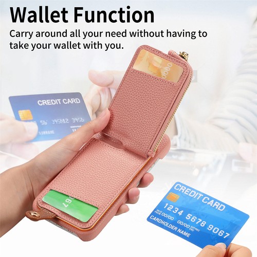 For iPhone 16 15 14 13 12 11 Plus Pro Max Flip Zipper Card Wallet Case With Ring - Picture 46 of 91