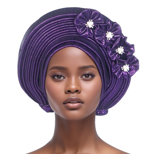 Aso Oke afrikanische Kopfbinde Auto Gele nigerianische Damen Hijab Kappe Kopfbedeckung Hochzeit Hut - Bild 14 von 34