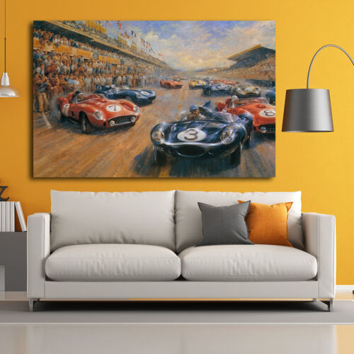 Print Painting Home Wall Art Deco Alan Fearnley Retro Racing Car on Canvas 16x20 - Picture 2 of 7