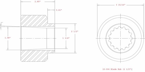 Rhino ROTARY CUTTER BLADE HUB, 15 SPLINE 120 HP STUMP JUMPERS 00748499 - Picture 3 of 4
