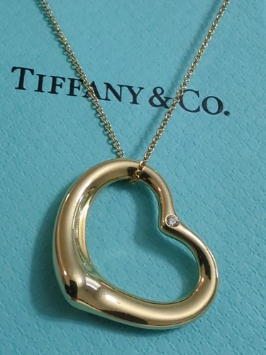 TIFFANY & CO. 18K YELLOW GOLD PERETTI LARGE DIAMOND OPEN HEART NECKLACE - Picture 9 of 15