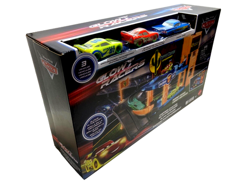Disney Pixar Cars Glow Racers Copper Canyon Brillante Garaje Juego con 3 Coches - Imagen 2 de 6