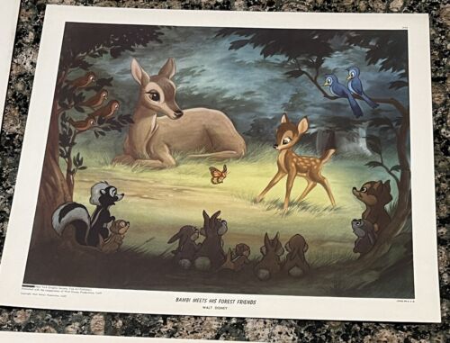 4 Vintage Walt Disney Production Print Lithograph Portfolio Snow White Bambi - Picture 5 of 10