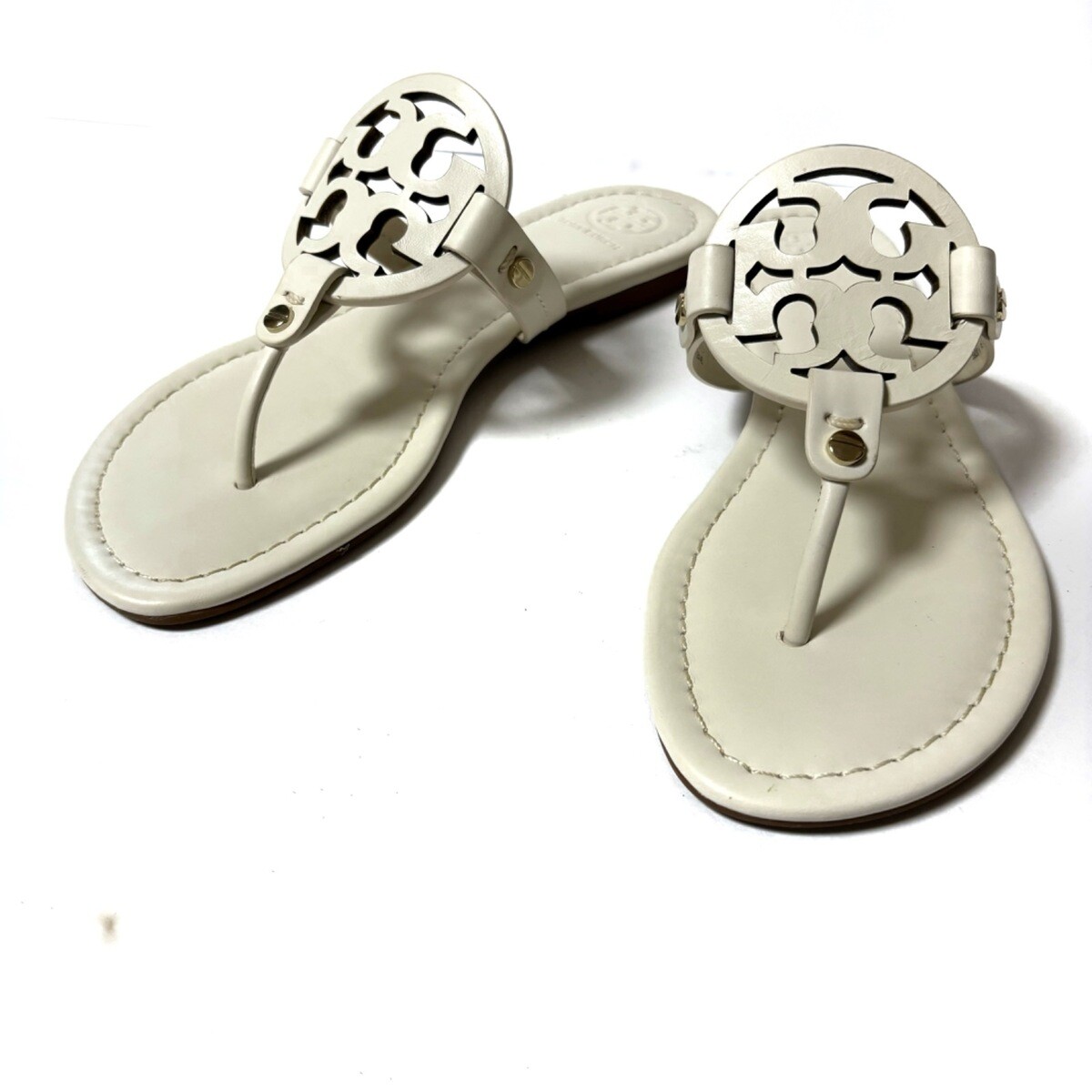 Auth TORY BURCH Mirror 36446 Bleach (white) Calf Leather Auth TORY BURCH Mirror 36446 Bleach (white) Calf Leather