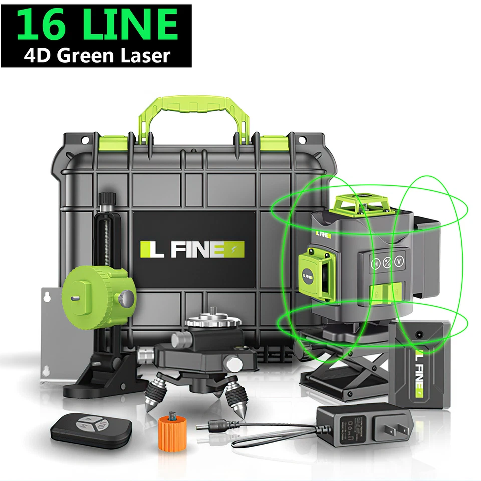 4D 16 Lines Green Laser Level Self Leveling Rotary 360° Rotary Measure Tool