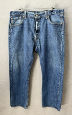 vintage levis 501 button fly denim jeans shrink to fit 40 W 30 L