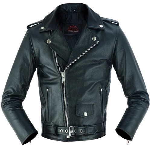 Kid's Motorcycle Biker Leather jacket Genuine Milled Cowhide Skin Brando Style - Picture 3 of 7