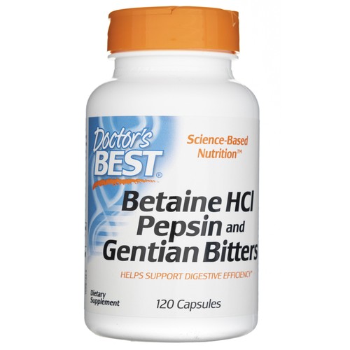 Doctor's Best Betaine Hcl Pepsin & Gentian Bitters 120 Kapseln - Bild 1 von 5