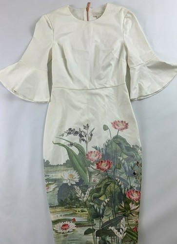 Neu Ted Baker London Azania Glockenärmel Wunderland Body-Con Kleid Ted's Größe 1 - Bild 4 von 10