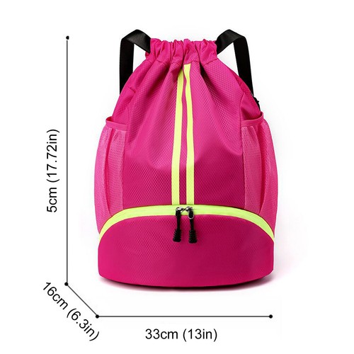 Drawstring Basketball Bag Waterproof Dry & Wet Separation Gym Backpack (Black) - Photo 9/9