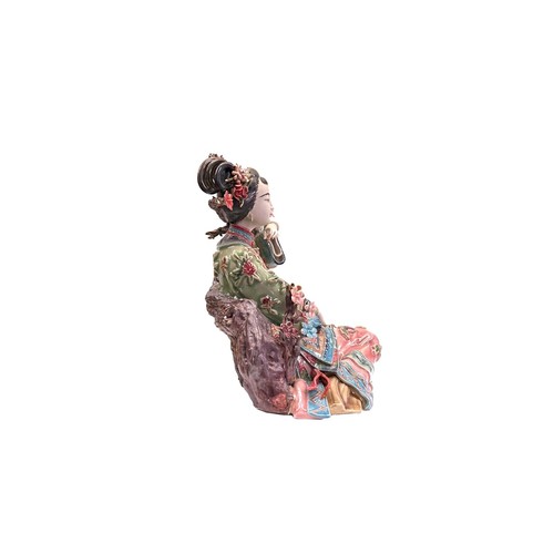 Chinese Porcelain Qing Style Dressing Blossom Tree Lady Figure ws4047 - Picture 4 of 5