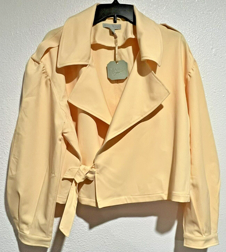 Mujer 2XL XXL Amarillo Crop Blazer Corbata Moto Envolvente Chaqueta Manga Abullonada RYEGRASS NUEVO - Imagen 1 de 7