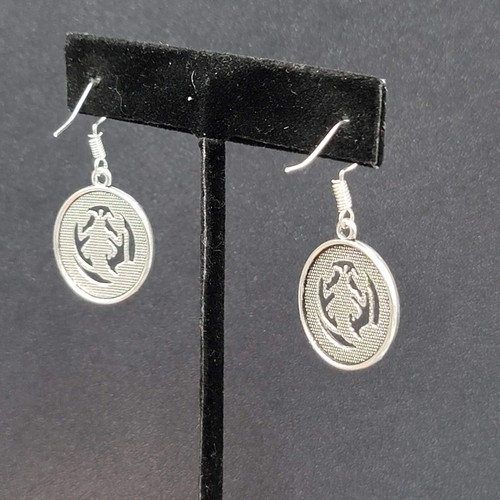 Zodiac Pierced Earrings Silver tone Dangle 7/8" - Picture 54 of 153