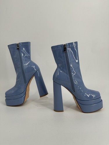 Azalea Wang Size 7 Powder Blue Patent Leather Platform Boots | Free Shipping - Picture 15 of 17