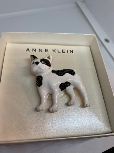 28 $ Anne Klein gepflasterte & farbige Emaille französischer Stier Hund Anstecknadel S1b - Bild 5 von 6