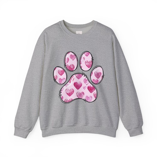 Paw Print Heart Sweatshirt, Pet Lover Gift, Cozy Crewneck, Valentine’s Day, - Picture 10 of 25