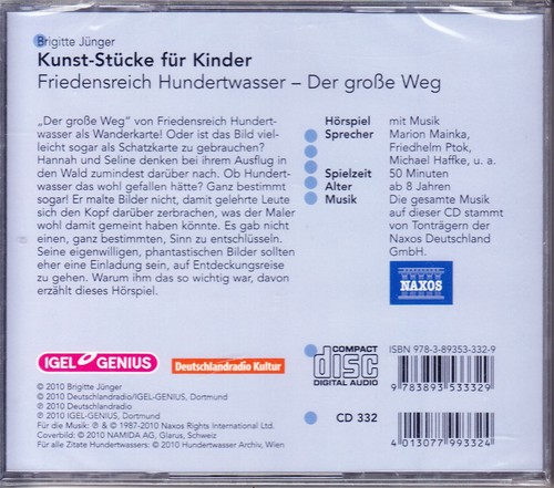 CD Kunst-Stücke für Kinder - Friedensreich Hundertwasser - IGEL - NEU/OVP RAR!! - Imagen 2 de 2