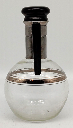 Vintage MCM Dorothy Thorpe cerchio argento olio aceto barra cruet contenitore top in sughero - Foto 5 di 12