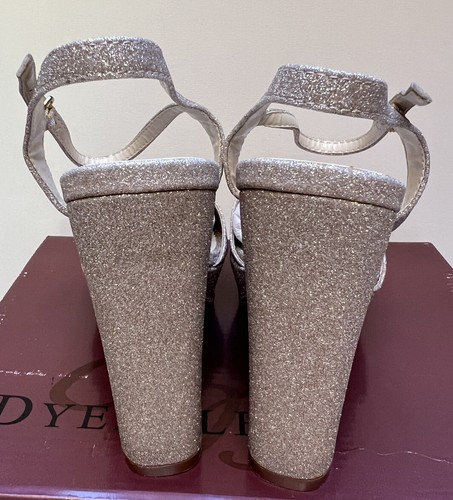 Dyeables Whitta Champagne Glitter B 8.5 Platform Heel Women’s Shoes W/Clutch - Picture 5 of 14