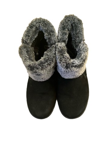 Botas de invierno Khombu Jessica para mujer negras gamuza cuero tobillo cremallera piel sintética forradas 7M - Imagen 12 de 13